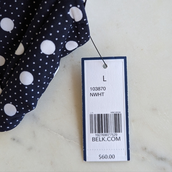 NWT Crown & Ivy Retro Navy Blue Polka Dot Bikini Top - Picture 6 of 7